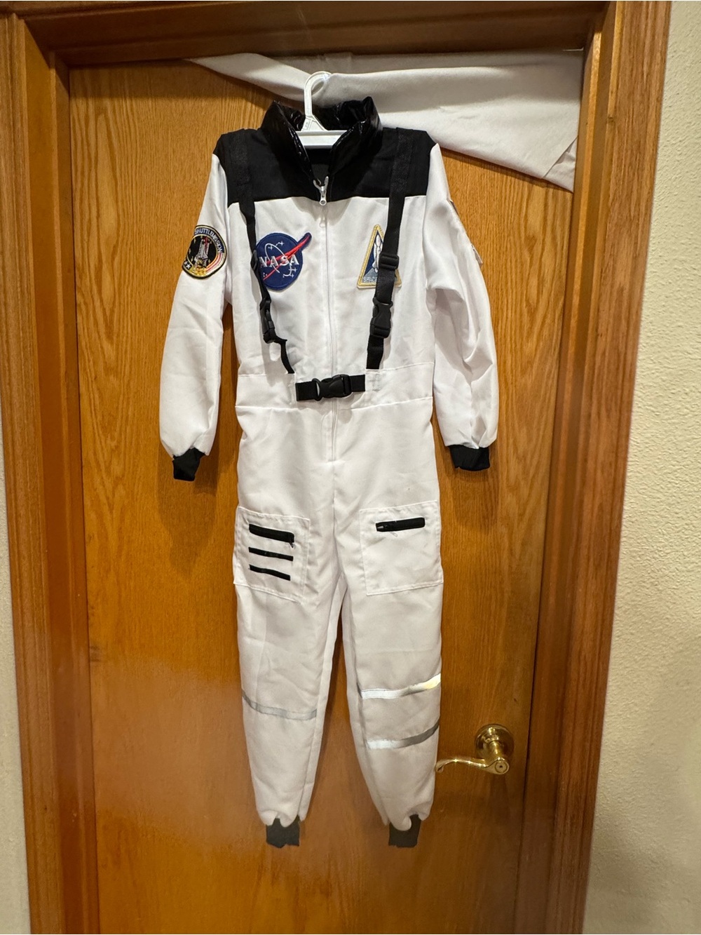Kids White and Black NASA-Style Astronaut Jumpsuit Costume